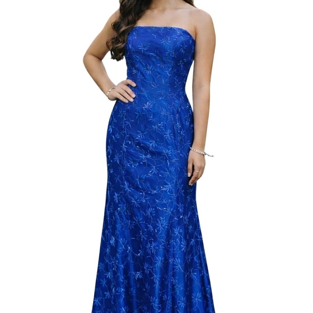 Jessica McClintock Vntg Womens Regency‎ Royal Corset Gown S/M Embroidered Dress